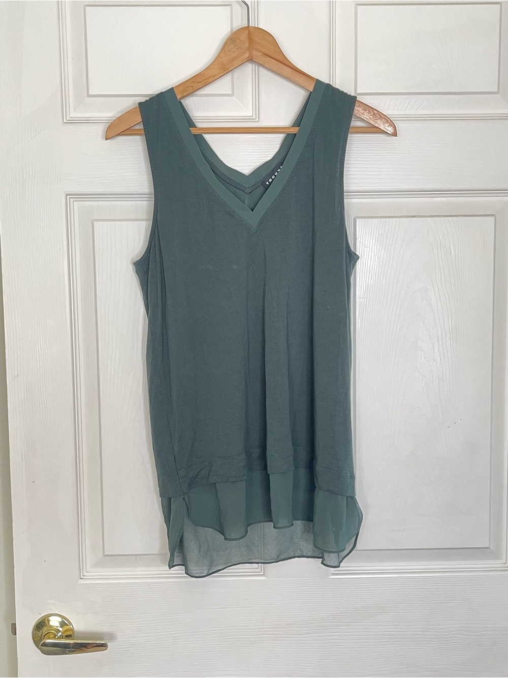 Trouvé Olive Green Sleeveless Chiffon Layered Top fairy cottage core